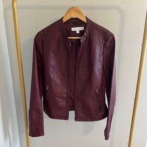 Women's Burgundy Faux Leather Jacket